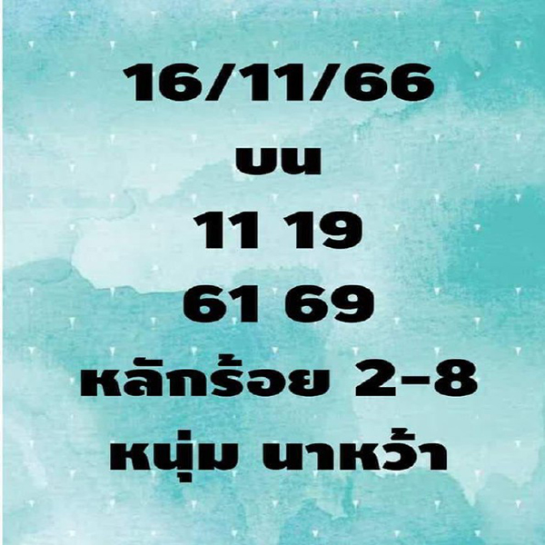 เลขหนุ่มนาหว้า 16 11 66-"Noom Na Wa number."
