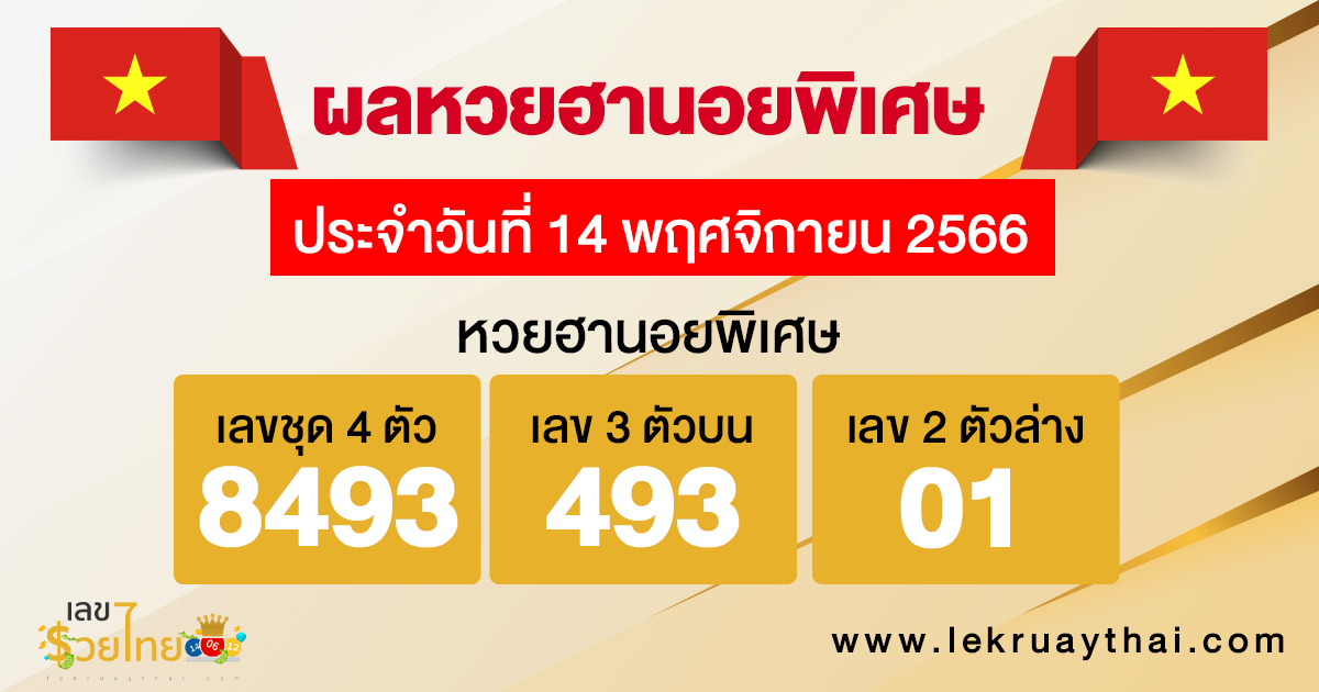 ผลหวยฮานอยพิเศษ - "Special Hanoi lottery results"