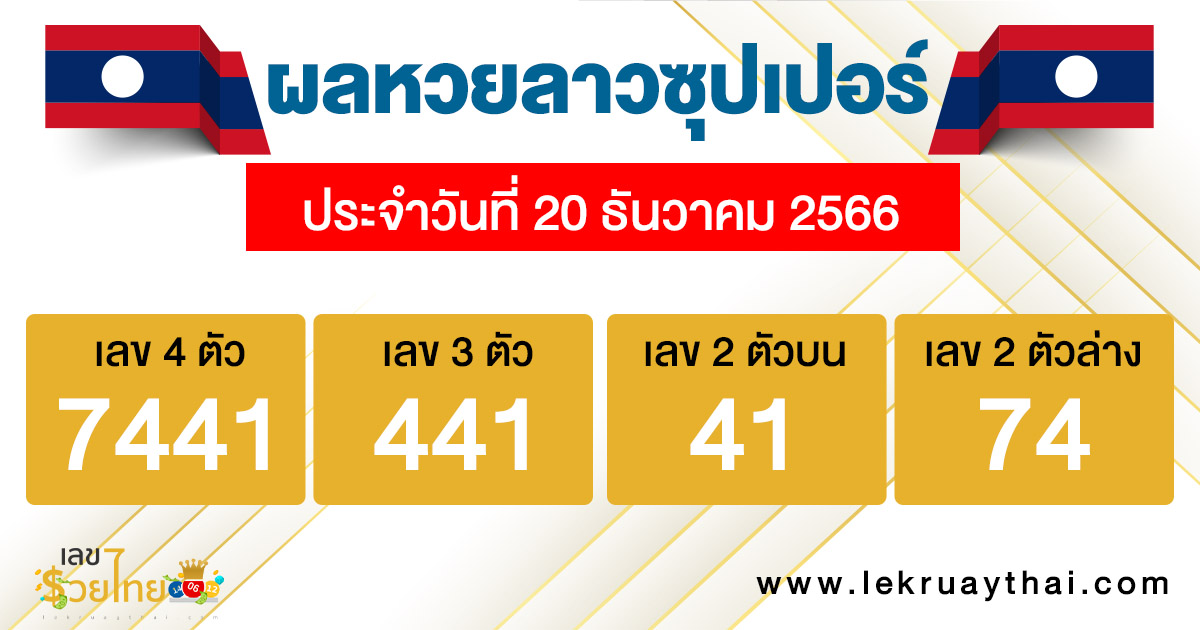 ผลหวยลาวซุปเปอร์ 20/12/66-''Lao Super Lottery results 20/12/66''