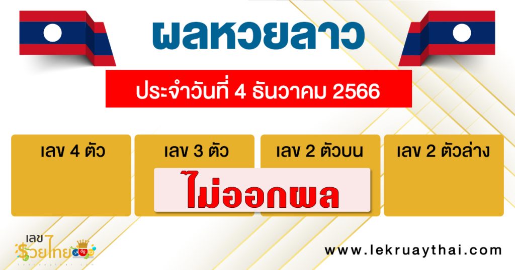 ผลหวยลาว 4/12/66-"Lao lottery results"