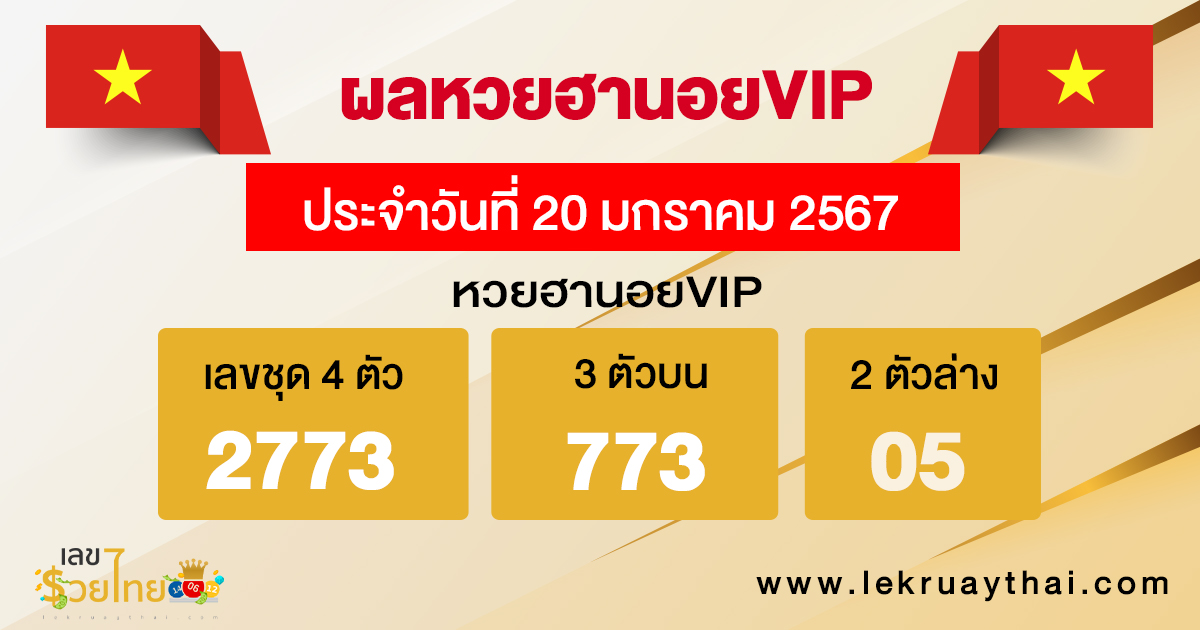 ผลหวยฮานอยVIP 20/01/2567-"Hanoi VIP lottery results"