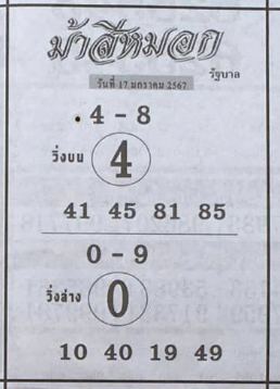 เลขม้าสีหมอก 17 01 67-"Horse Si Mok number 17 01 67"