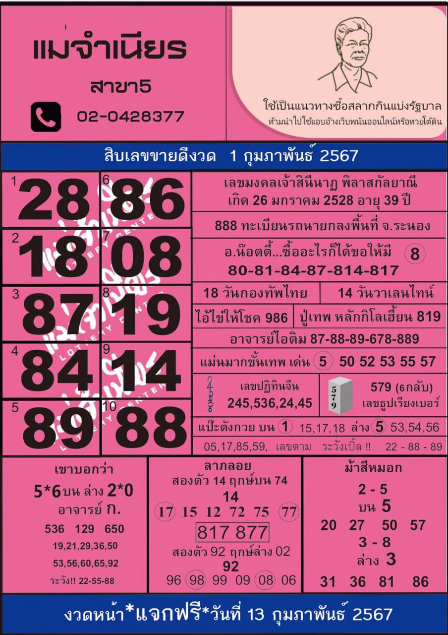 แม่จำเนียร 1 02 67 - "Mae Chamnian, pink leaves"