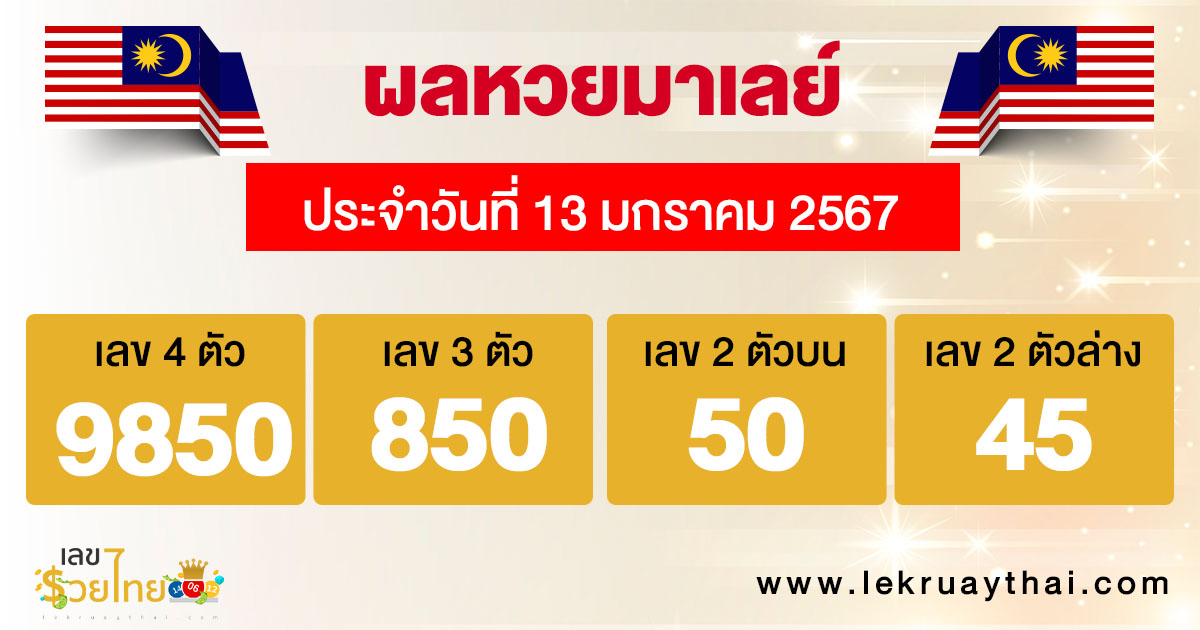 ผลหวยมาเลย์ 13/01/67-"malaysian-lottery-results-13-01-67"