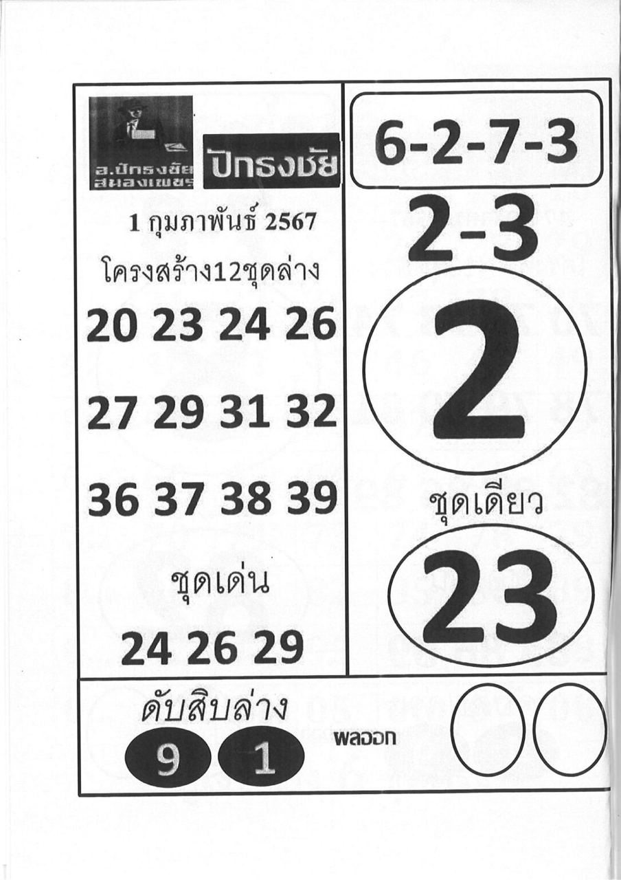 เลขปักธงชัย 1 02 67-"Pak Thong Chai lottery"