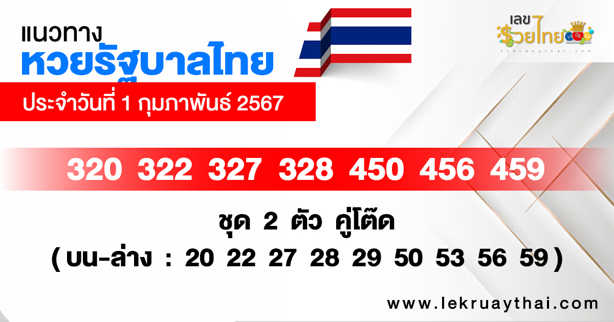 แนวทางหวยรัฐบาลไทย 1-02-67 -"Thai government lottery guidelines 1-02-67"