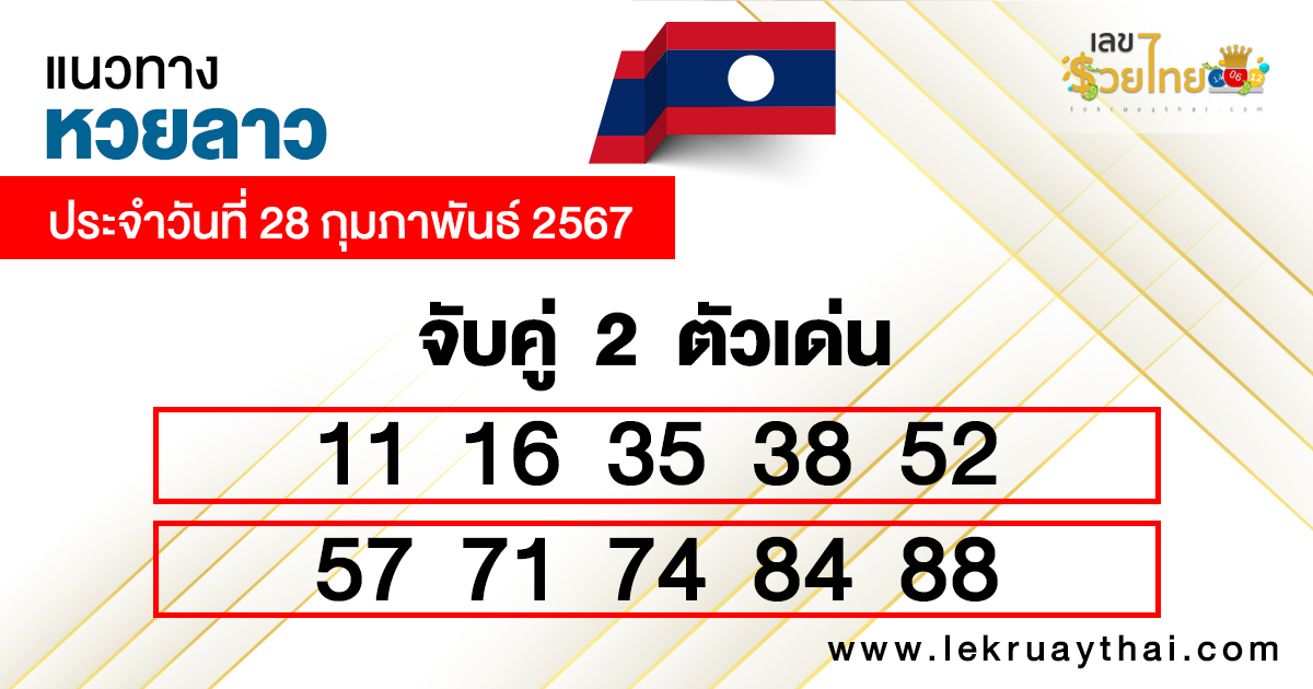 แนวทางหวยลาว 28/02/67-"Guidelines for 2 Lao lottery numbers"