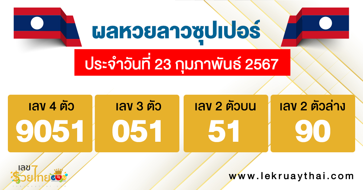 ผลหวยลาวซุปเปอร์ 23/02/67-"Lao Super Lottery results 23-02-67"