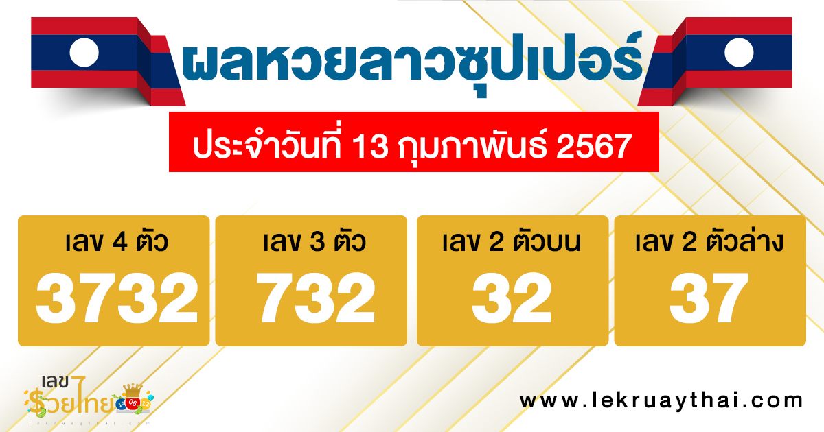 ผลหวยลาวซุปเปอร์ 13-02-67-"Lao Super Lottery results-13-02-67"