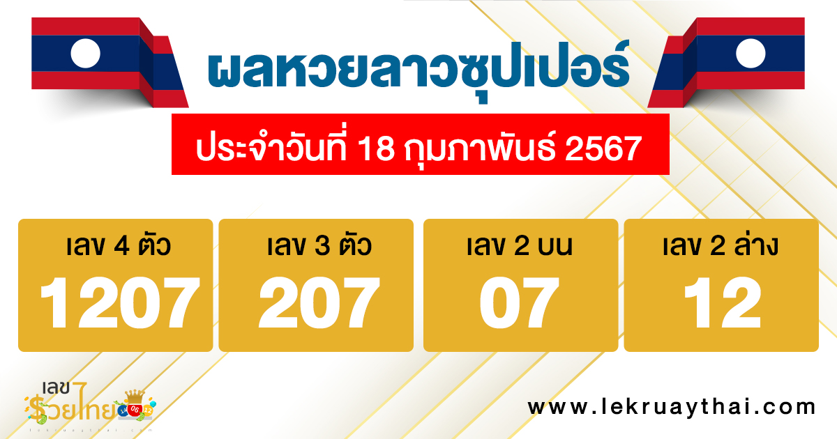 ผลหวยลาวซุปเปอร์ 18/02/67-"Lao Super Lottery results"
