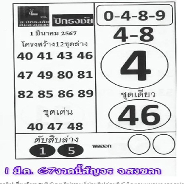 เลขเด็ดงวดนี้ 1 3 67-"Lucky numbers for this draw"