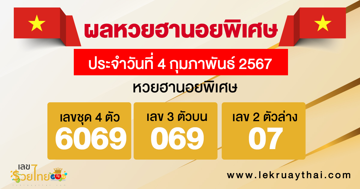 ผลหวยฮานอยพิเศษ 4/02/67-"special-hanoi-lottery-results-4-02-67"