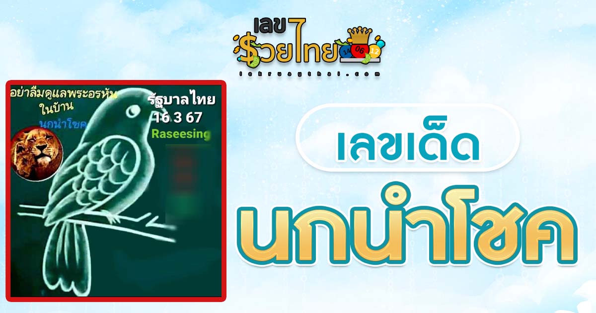 นกนำโชค 16 3 67 หวยซองแม่นๆ เลขเด็ด นกนำโชค ชุดเน้นแนวทางรวย 0 เด่น หวยงวดนี้