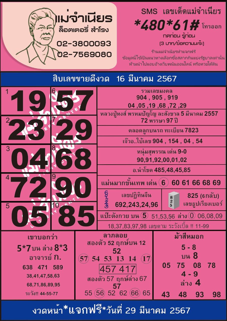 แม่จำเนียร 16 3 67-"Great lottery, famous lottery"
