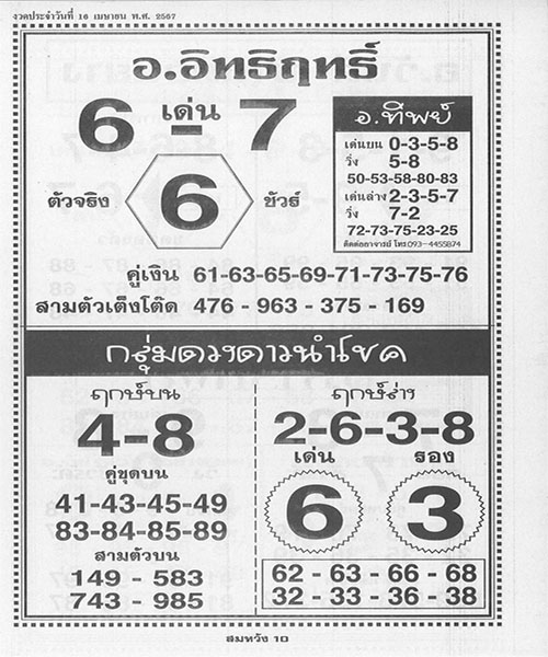 เลขอ.อิทธิฤทธิ์ 16 4 67-"A. Itthirit's number-16 4 67"