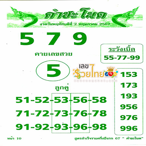 เลขคำชะโนด 2 5 67-"Khamchanot number 2 5 67"
