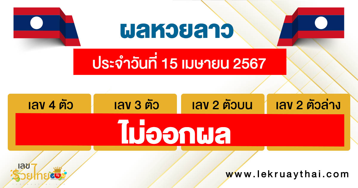 ผลหวยลาว 15/04/67-"Lao lottery results 1504 67"