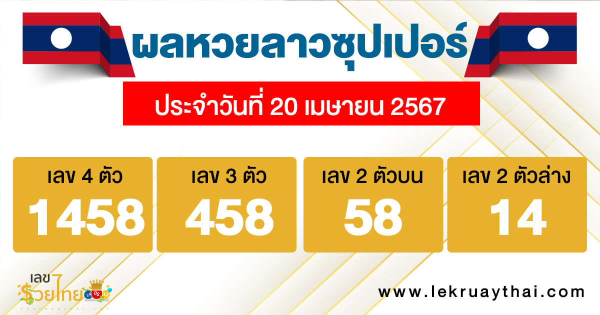 ผลหวยลาวซุปเปอร์ 20/04/67 -"Lao Super Lottery results 20-04-67"