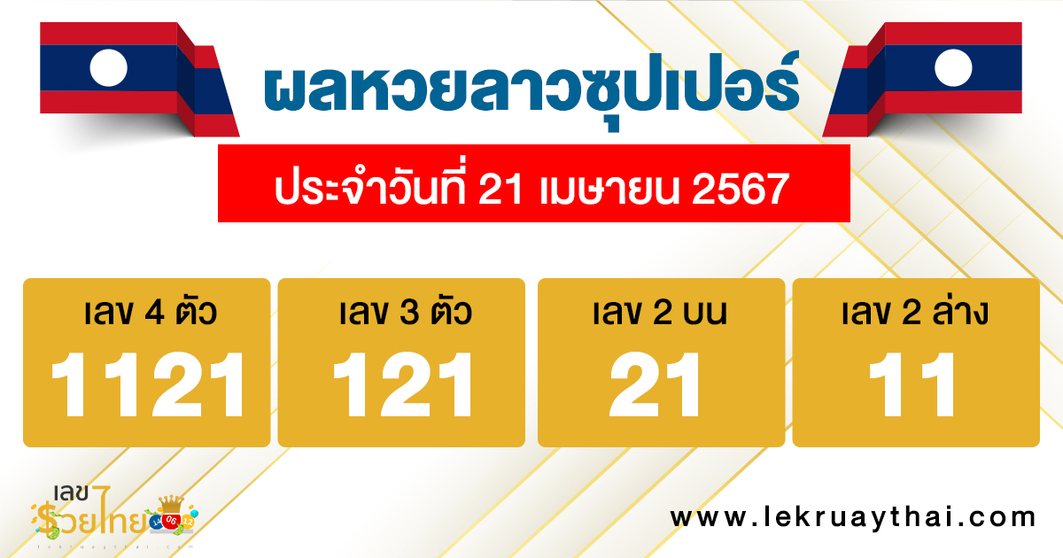 ผลหวยลาวซุปเปอร์ 21/04/67-"Lao Super Lottery results 21/04/67"