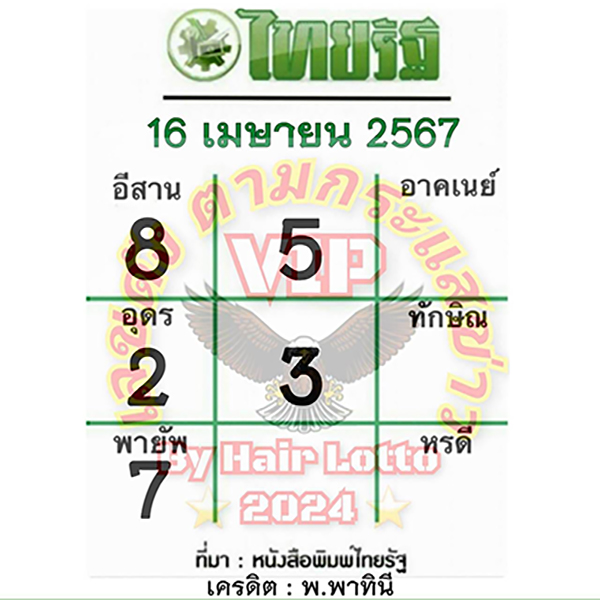หวยไทยรัฐ 16 4 67-"Thairath lottery 16 4 67"