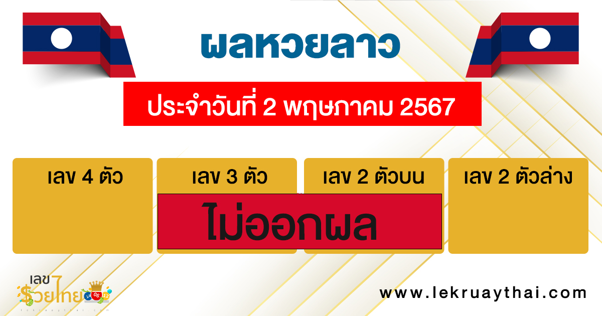 ผลหวยลาว 2/05/67-"Lao lottery results 2-05-67"