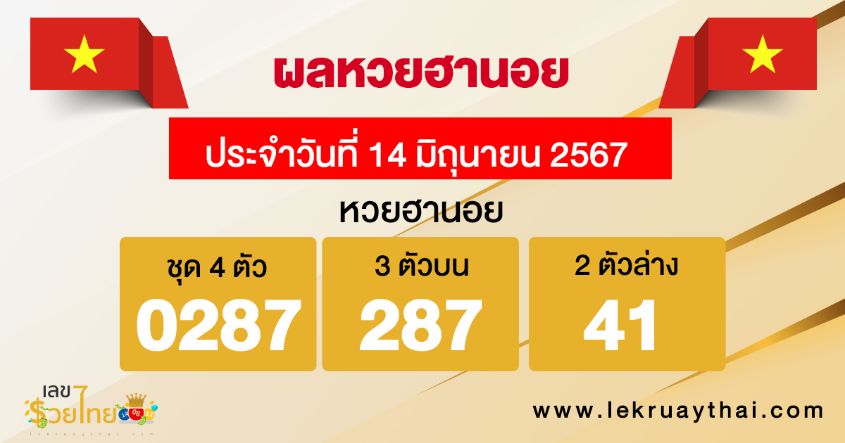 ผลหวยฮานอย 14/06/67 -"Hanoi lottery today live"