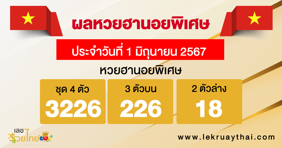 ผลหวยฮานอยพิเศษ 1/06/67 -"Hanoi special retrospective"