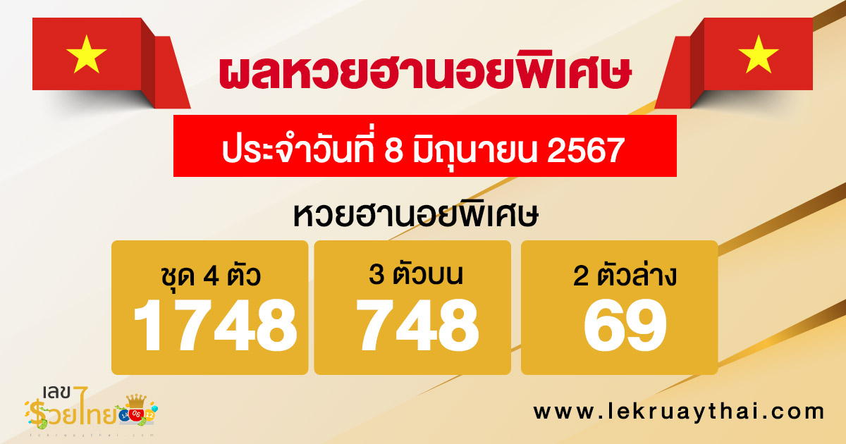 ผลหวยฮานอยพิเศษ 8/06/67-"Special Hanoi lottery results 8 06 67"
