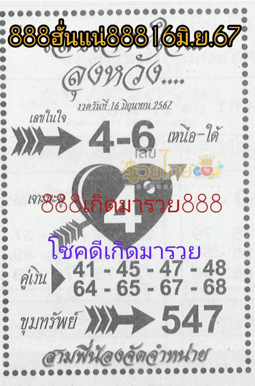 เลขเจาะใจลุงหวัง 16 6 67 -"Uncle Wang's heart-breaking number16 6 67"
