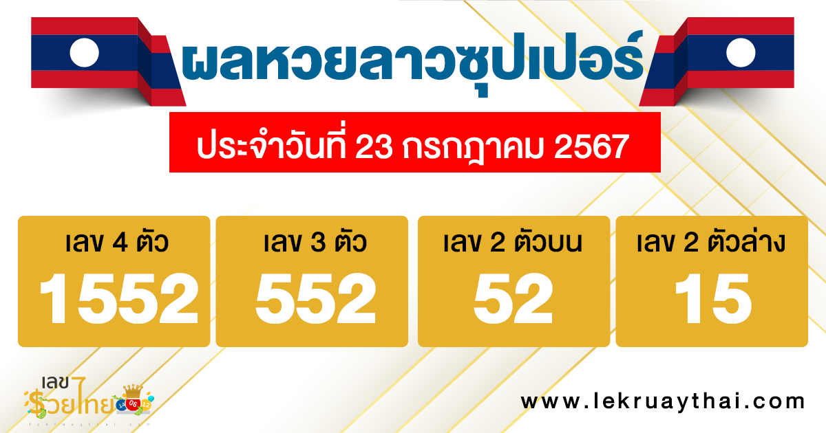 ผลหวยลาวซุปเปอร์ 23/07/67 -"Lao Super Lottery results 23-07-67"