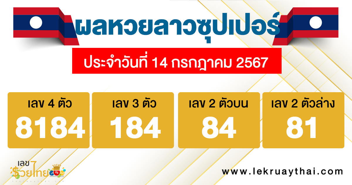 ผลหวยลาวซุปเปอร์ 14/07/67-"Lao Super Lottery results 140767"