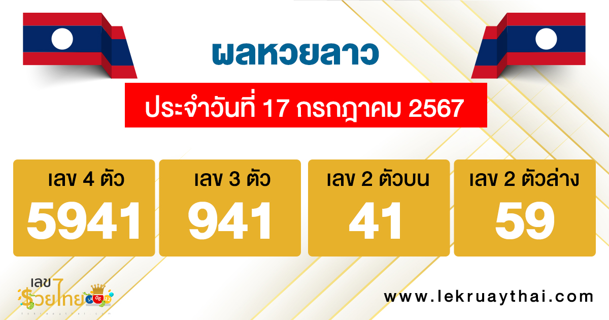 ผลหวยลาว 17/07/67 -"Lao lottery results 17/07/67"