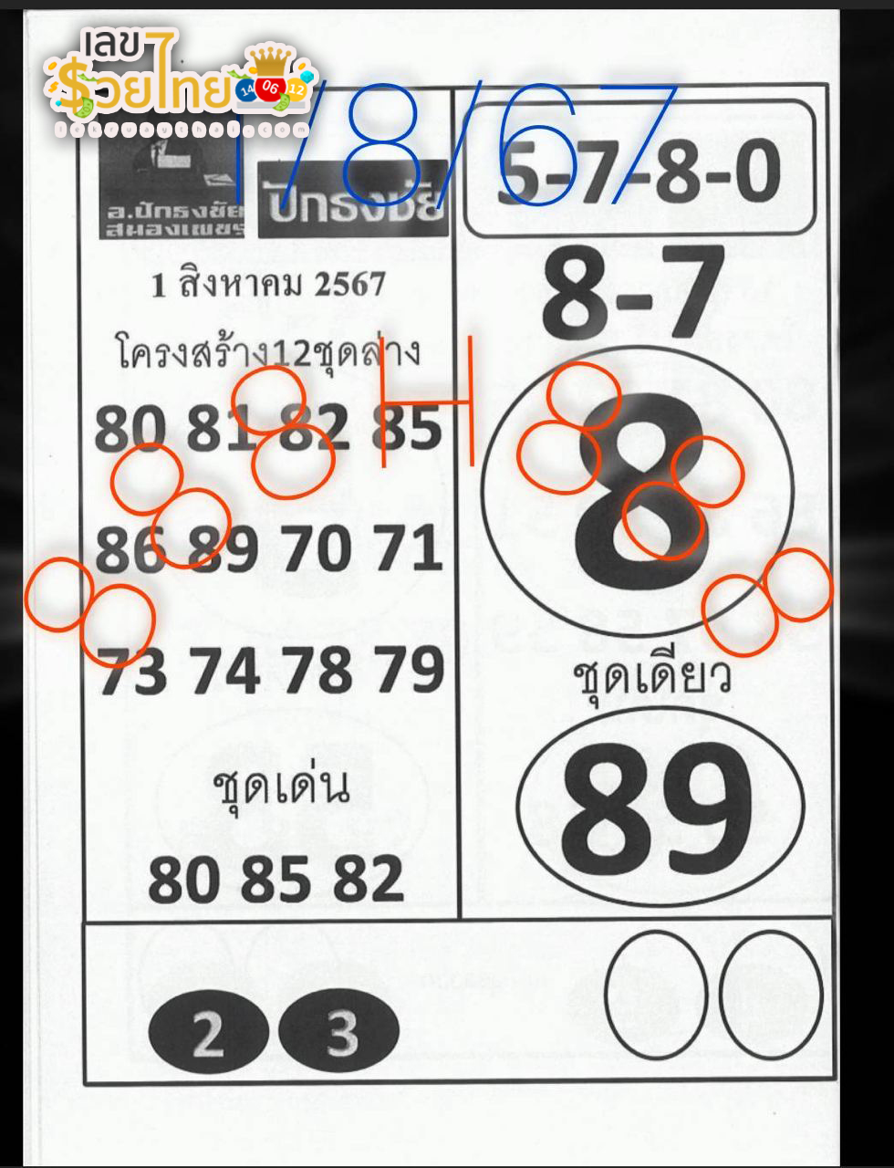 เลขปักธงชัยล่าง-"Lower Pak Thong Chai number"