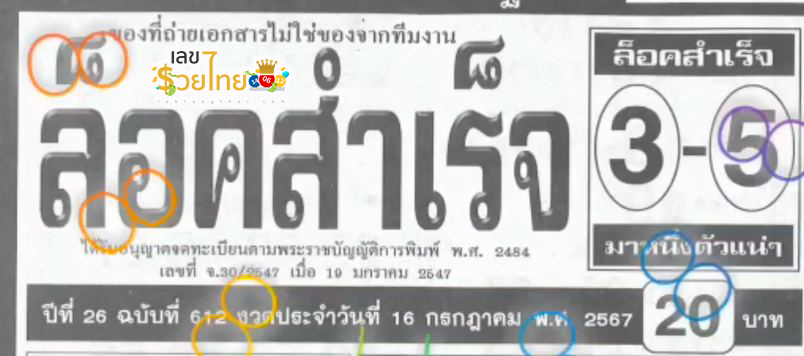 เลขล็อคสำเร็จ 16 7 67-"Successful lock number 16 7 67"