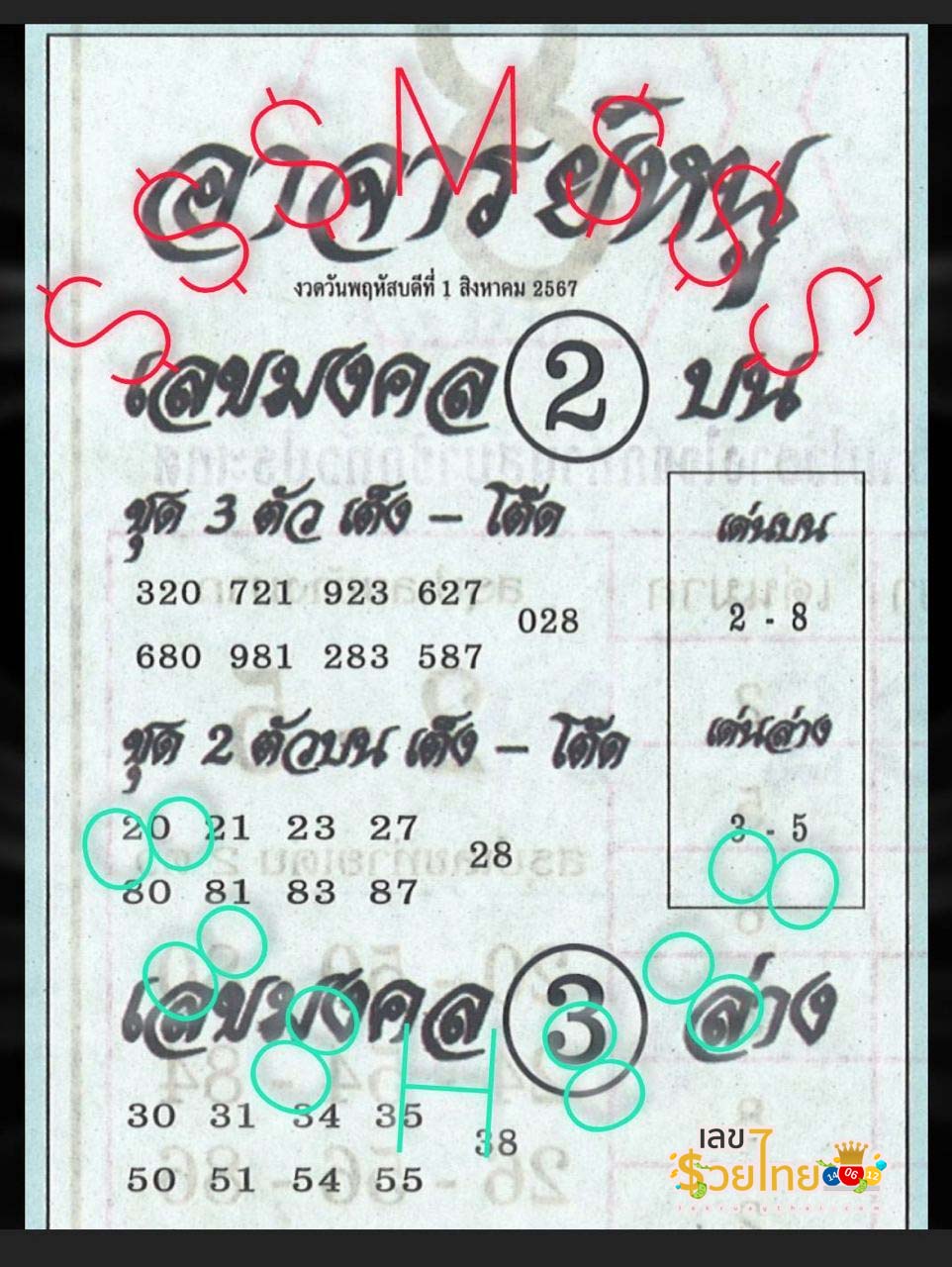 เลขอาจารย์หนู 1 8 67-"Teacher Noo's number 1 8 67"