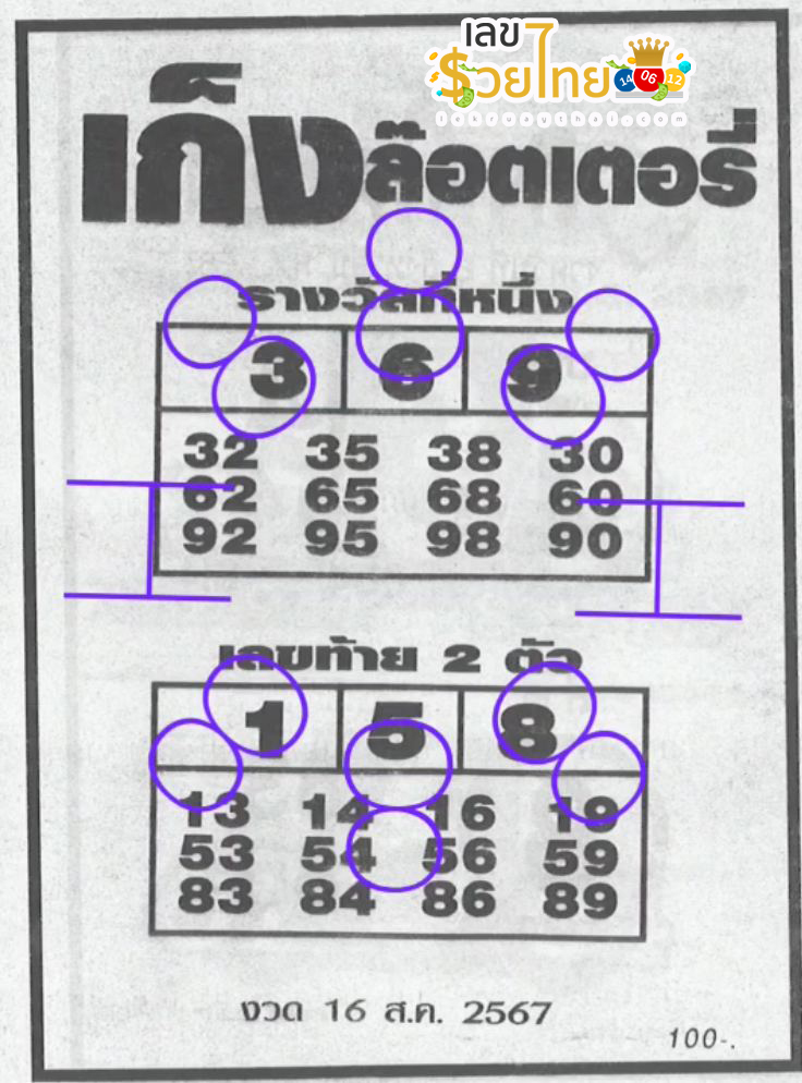 เลขเก็งลอตเตอรี่ 16 8 67-"Lottery numbers: 16 8 67"