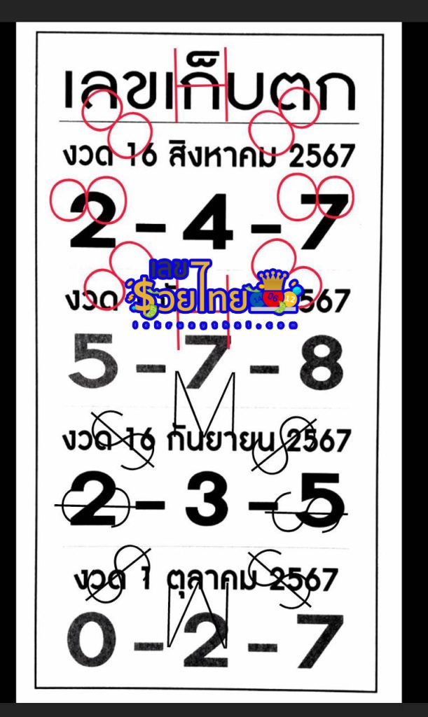 เลขเก็บตก 16 8 67-"Lost numbers 16 8 67"