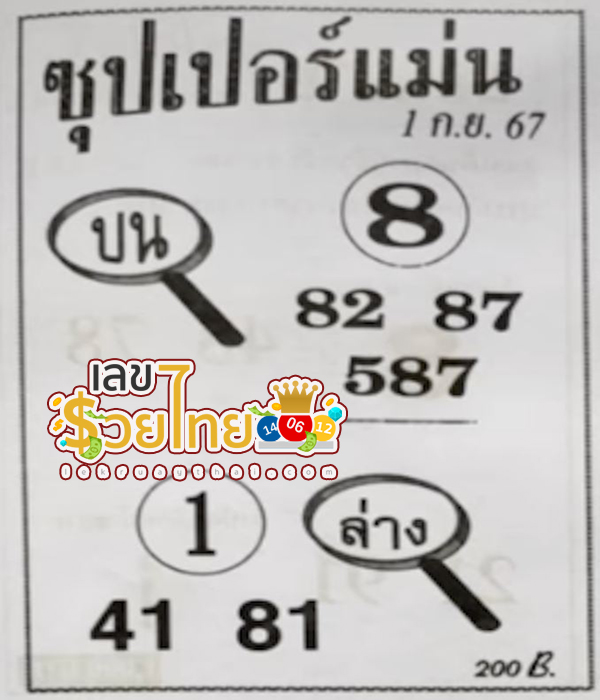 เลขซุปเปอร์แม่น 1 9 67 -"Super accurate number 1 9 67"