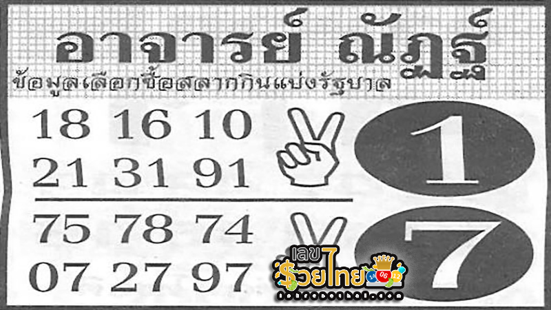 อาจารย์ณัฐ 1 10 67 - "Lucky numbers for this period"