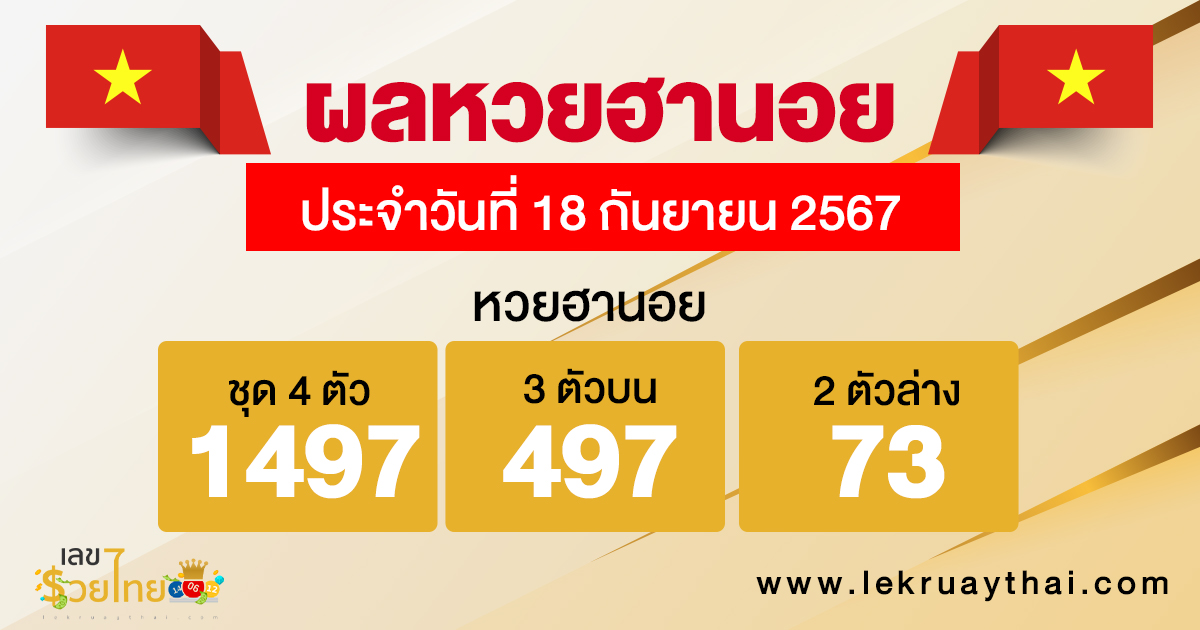 ผลหวยฮานอย 18/9/67-"hanoi-lottery-results"