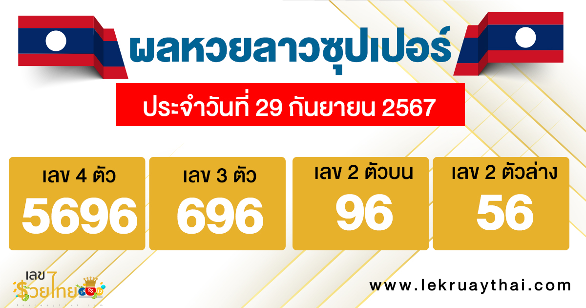 ผลหวยลาวซุปเปอร์ 29/09/67-"lao-super-lottery-results"