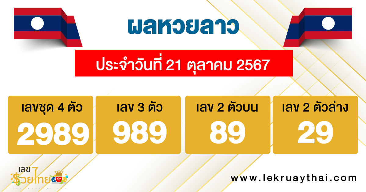 แนวทางหวยลาว 21/10/67 -"Lao lottery guidelines 21/10/67"