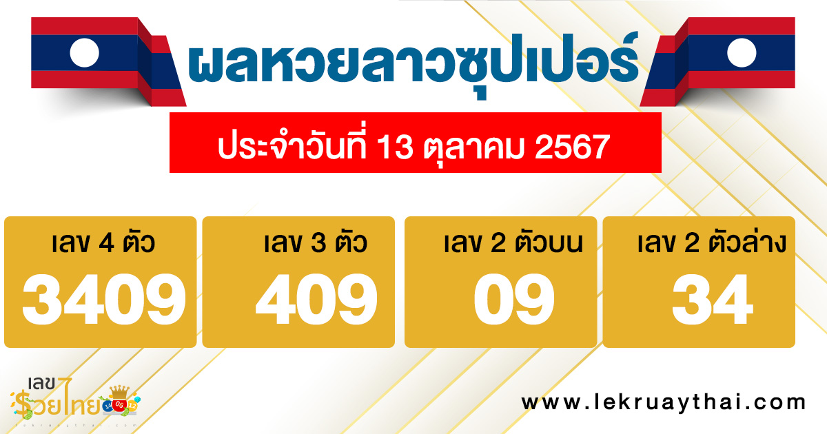 ผลหวยลาวซุปเปอร์ 13/10/67-"lao-super-lottery-results"