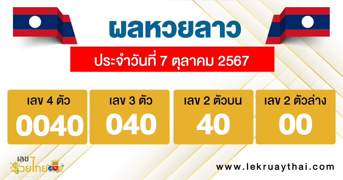 ผลหวยลาว laos lottery results