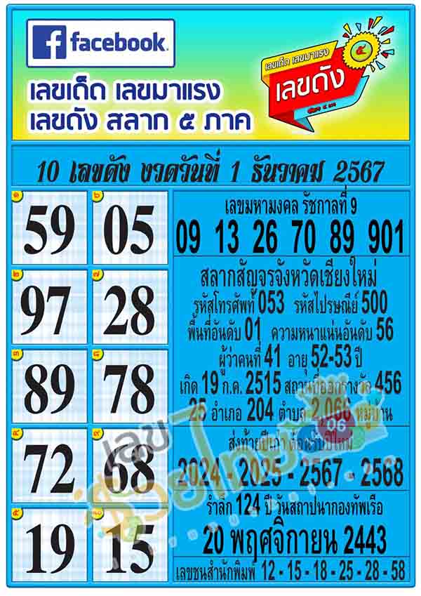 สลาก 5 ภาค 1 12 67-"Lottery 5 Part 1 12 67"