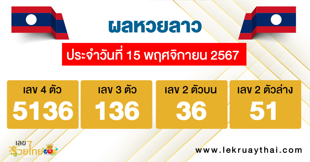 ผลหวยลาว 15/11/67 -"Lao lottery results"