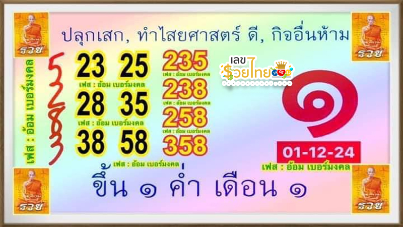 ปฏิทินหลวงพ่อรวย 1 12 67 - "Luang Phor Ruay calendar 1 12 67"
