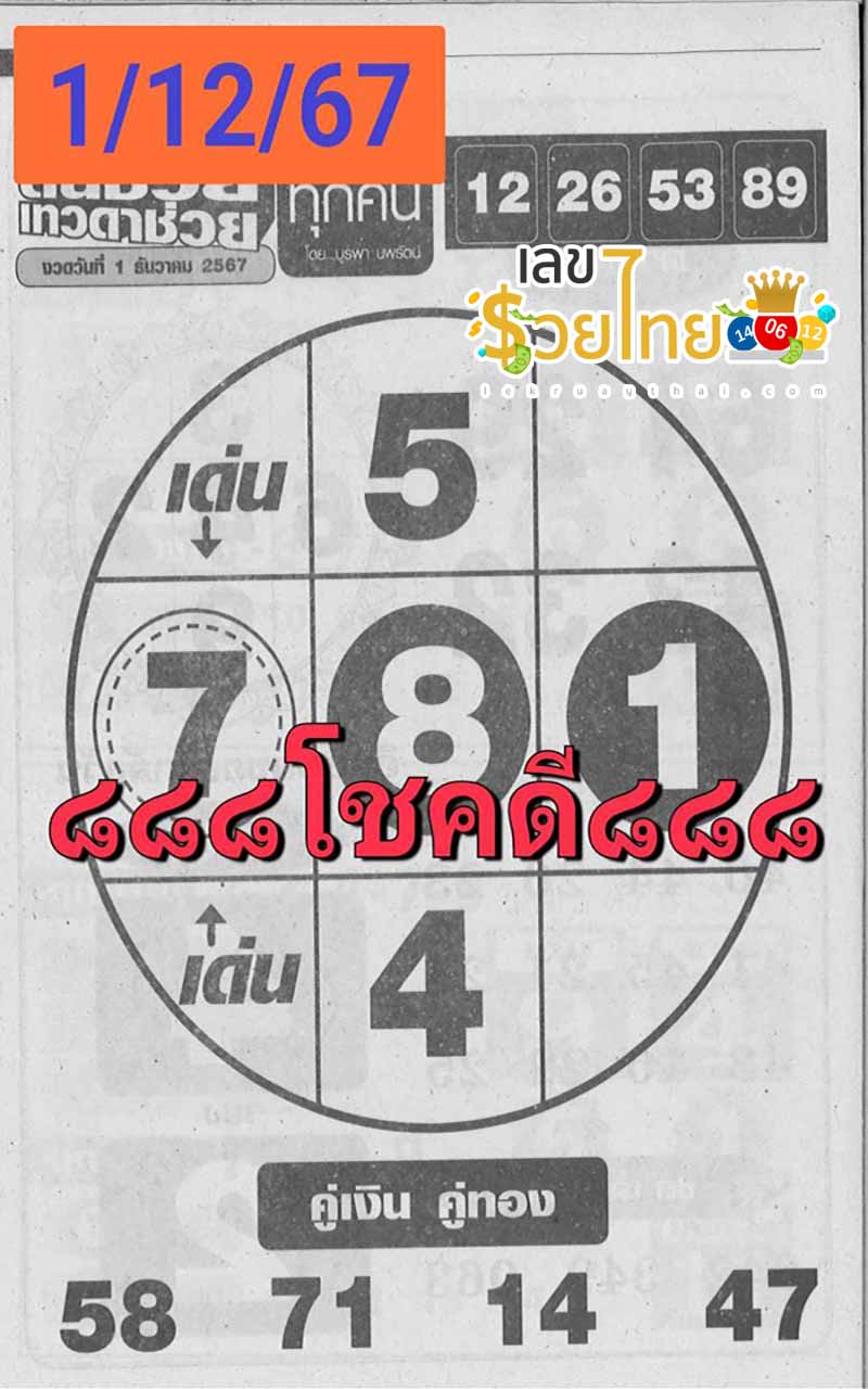 เลขเทวดาช่วยด้วย 1/12/67-"The best number in the world"