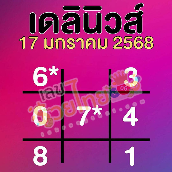 เลขเดลินิวส์ 17 1 68-"Daily News number 17 1 68"