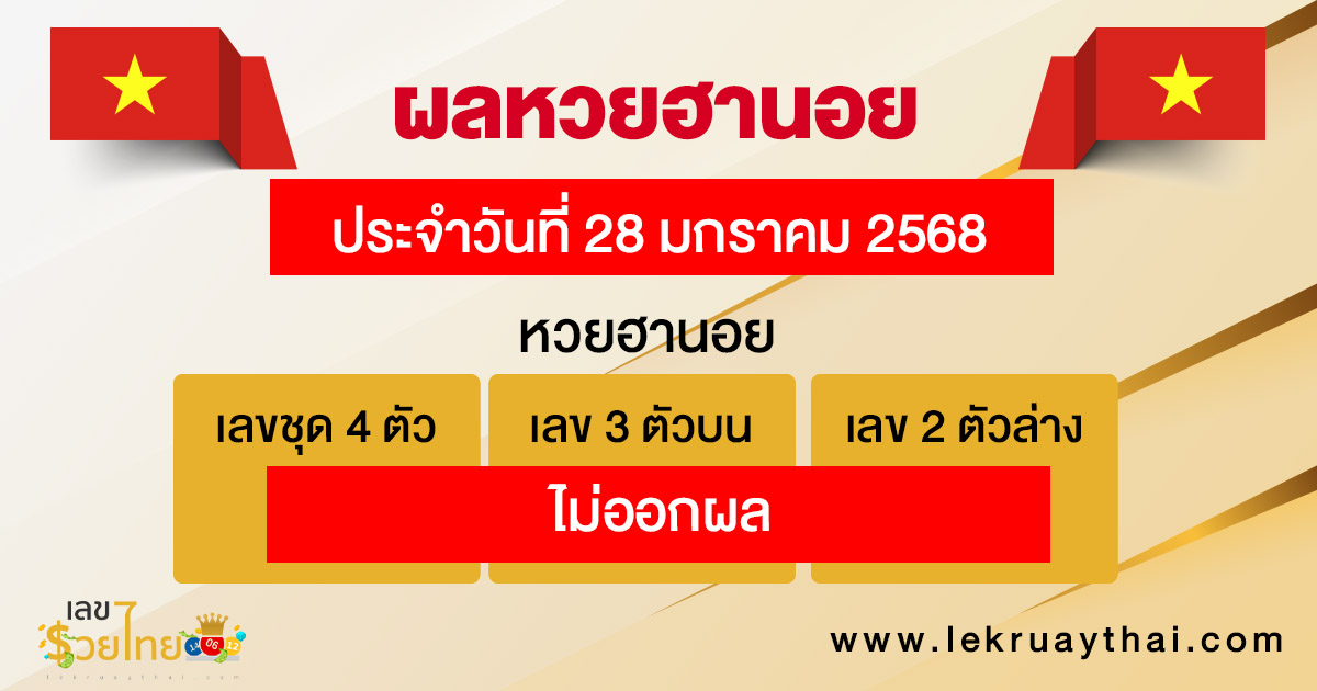 ผลหวยฮานอย 28/01/68 -"Hanoi lottery results 28-01-68"